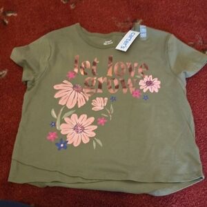 Carter's Olive Green Floral "Let Love Grow" Tee